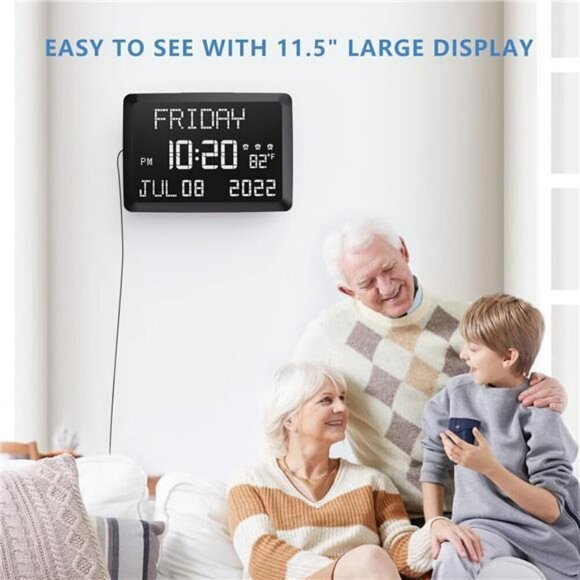 Digital Clock 11.5" Large Display Digital Wall Clock Adjustable Brightness Indoo - Picture 2 of 6